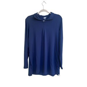 Lands' End Navy-Blue Turtleneck 1/4 Zip Stretch Nylon‎ Base Layer Size Large